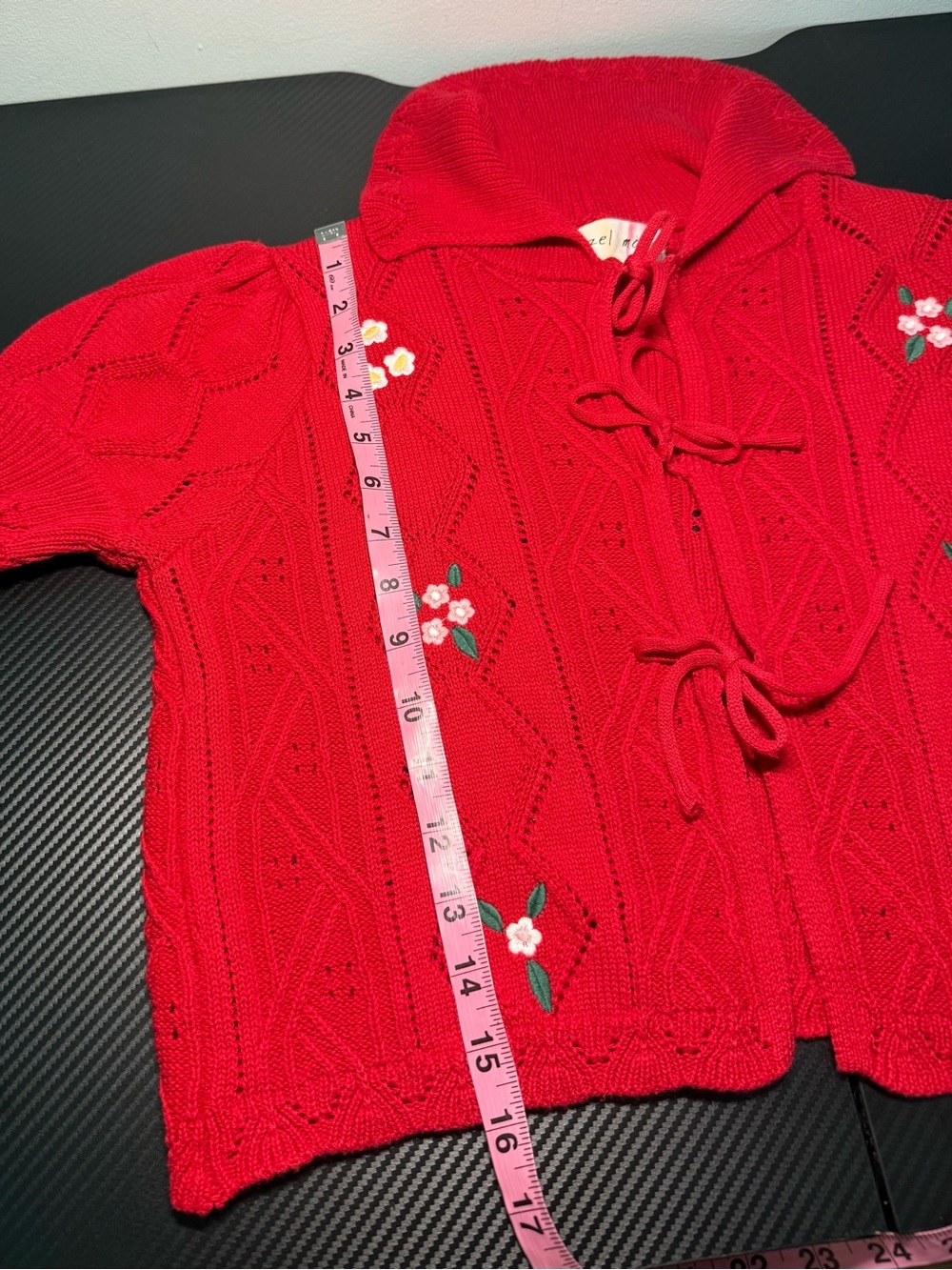 ❤️ Hazel Moon Floral Tie Front Cardigan Sweater Cottagecore Coquette Red XS - Picture 12 of 12